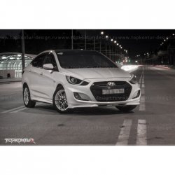 2 899 р. Накладка на передний бампер TopKontur Design v2  Hyundai Solaris  RBr (2010-2014) седан дорестайлинг, хэтчбэк дорестайлинг (Неокрашенная)  с доставкой в г. Калуга. Увеличить фотографию 12