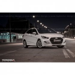 2 899 р. Накладка на передний бампер TopKontur Design v2 Hyundai Solaris RBr хэтчбэк дорестайлинг (2010-2014) (Неокрашенная)  с доставкой в г. Калуга. Увеличить фотографию 13