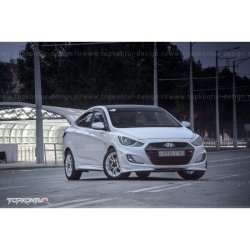 2 899 р. Накладка на передний бампер TopKontur Design v2 Hyundai Solaris RBr хэтчбэк дорестайлинг (2010-2014) (Неокрашенная)  с доставкой в г. Калуга. Увеличить фотографию 15