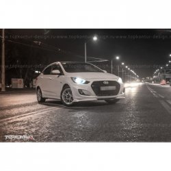 2 899 р. Накладка на передний бампер TopKontur Design v2  Hyundai Solaris  RBr (2010-2014) седан дорестайлинг, хэтчбэк дорестайлинг (Неокрашенная)  с доставкой в г. Калуга. Увеличить фотографию 6