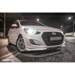 2 899 р. Накладка на передний бампер TopKontur Design v2 Hyundai Solaris RBr хэтчбэк дорестайлинг (2010-2014) (Неокрашенная)  с доставкой в г. Калуга. Увеличить фотографию 8