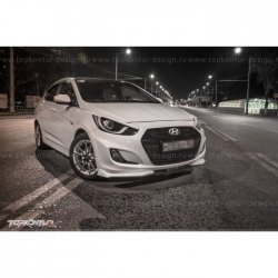 2 899 р. Накладка на передний бампер TopKontur Design v2  Hyundai Solaris  RBr (2010-2014) седан дорестайлинг, хэтчбэк дорестайлинг (Неокрашенная)  с доставкой в г. Калуга. Увеличить фотографию 9