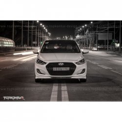 2 899 р. Накладка на передний бампер TopKontur Design v2 Hyundai Solaris RBr хэтчбэк дорестайлинг (2010-2014) (Неокрашенная)  с доставкой в г. Калуга. Увеличить фотографию 11