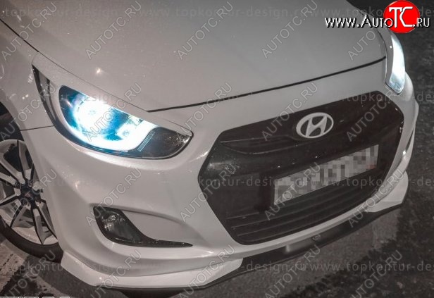 2 899 р. Накладка на передний бампер TopKontur Design v2  Hyundai Solaris  RBr (2010-2014) седан дорестайлинг, хэтчбэк дорестайлинг (Неокрашенная)  с доставкой в г. Калуга