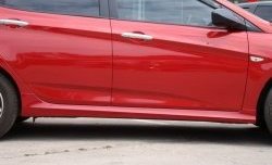 3 989 р. Пороги накладки Sport v2  Hyundai Solaris  1 седан (2010-2017), KIA Rio  3 QB (2011-2017) (Неокрашенные)  с доставкой в г. Калуга. Увеличить фотографию 2