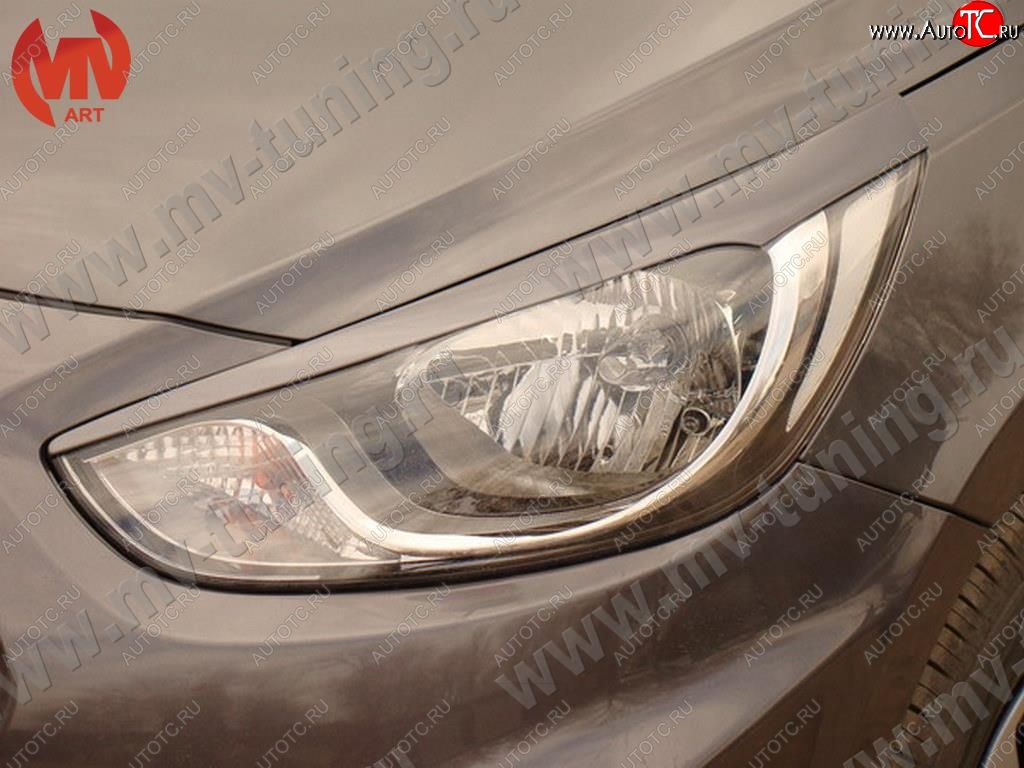 999 р. Реснички на фары MV tuning v2  Hyundai Solaris ( 1 седан,  1 хэтчбек) (2010-2014) (Неокрашенные)  с доставкой в г. Калуга
