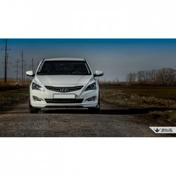 4 499 р. Накладка на передний бампер TopKontur Design  Hyundai Solaris  1 седан (2014-2017) (Глянец под окраску, Неокрашенная)  с доставкой в г. Калуга. Увеличить фотографию 5