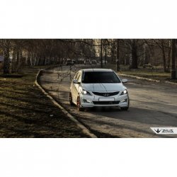 4 499 р. Накладка на передний бампер TopKontur Design  Hyundai Solaris  1 седан (2014-2017) (Глянец под окраску, Неокрашенная)  с доставкой в г. Калуга. Увеличить фотографию 6