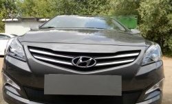 2 099 р. Сетка на бампер Russtal (черная) Hyundai Solaris RBr седан рестайлинг (2014-2017)  с доставкой в г. Калуга. Увеличить фотографию 5