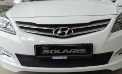 Сетка на бампер Russtal (черная) Hyundai Solaris 1 седан RBr рестайлинг (2014-2017)