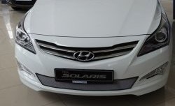 1 539 р. Сетка на бампер Russtal (хром) Hyundai Solaris 1 седан RBr рестайлинг (2014-2017)  с доставкой в г. Калуга. Увеличить фотографию 4