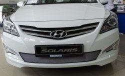 1 539 р. Сетка на бампер Russtal (хром)  Hyundai Solaris  1 седан (2014-2017)  с доставкой в г. Калуга. Увеличить фотографию 1