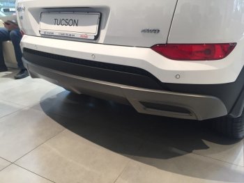 5 649 р. Накладка на задний бампер АвтоКрат Hyundai Tucson 3 TL дорестайлинг (2015-2018) (Неокрашенная)  с доставкой в г. Калуга. Увеличить фотографию 4
