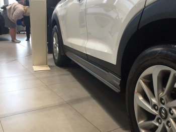 7 349 р. Пластиковые пороги АвтоКрат Hyundai Tucson 3 TL дорестайлинг (2015-2018) (Неокрашенные)  с доставкой в г. Калуга. Увеличить фотографию 1