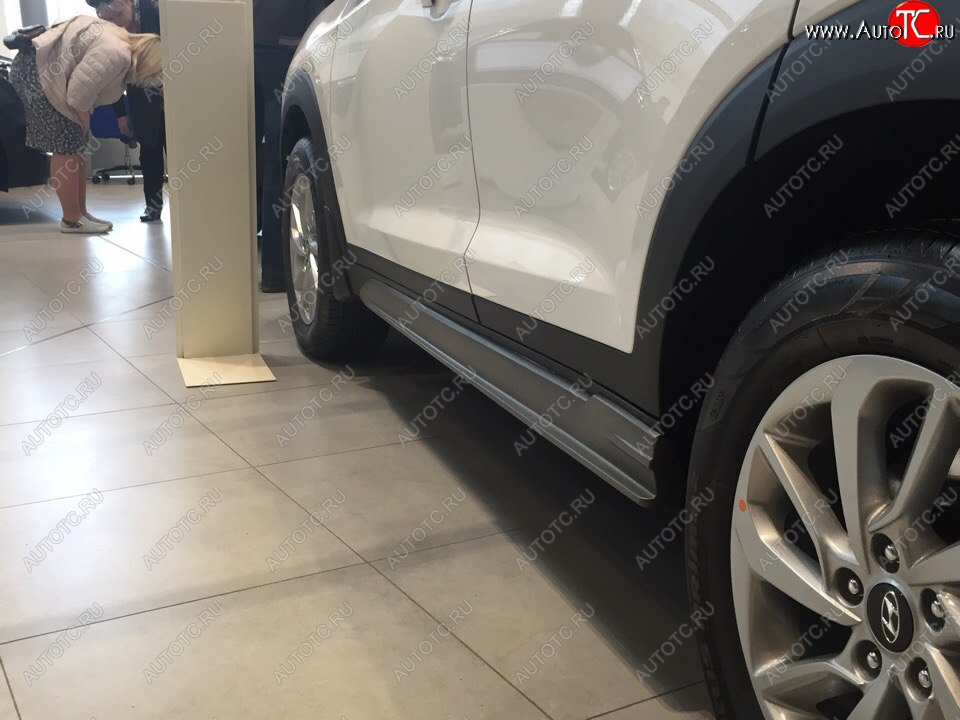 7 349 р. Пластиковые пороги АвтоКрат  Hyundai Tucson  3 TL (2015-2018) (Неокрашенные)  с доставкой в г. Калуга