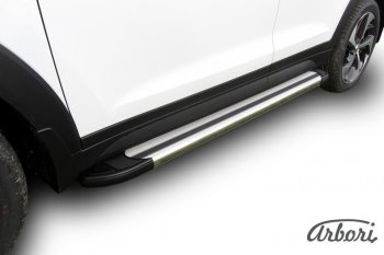 Порожки для ног Arbori Luxe Silver Hyundai Tucson 3 TL дорестайлинг (2015-2018)