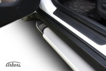 10 979 р. Порожки для ног Arbori Optima Silver Hyundai Tucson 3 TL дорестайлинг (2015-2018)  с доставкой в г. Калуга. Увеличить фотографию 2