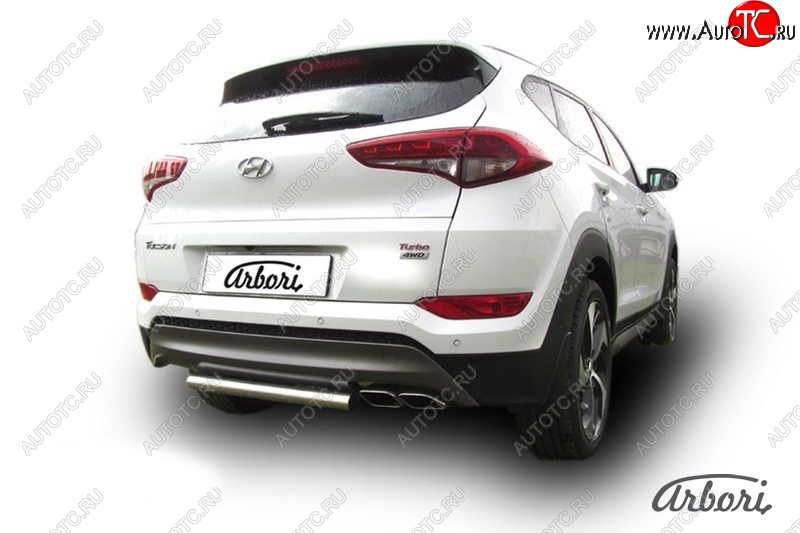 11 599 р. Защита штатных порогов Arbori (нержавейка, d57 mm). Hyundai Tucson TL дорестайлинг (2015-2018)  с доставкой в г. Калуга