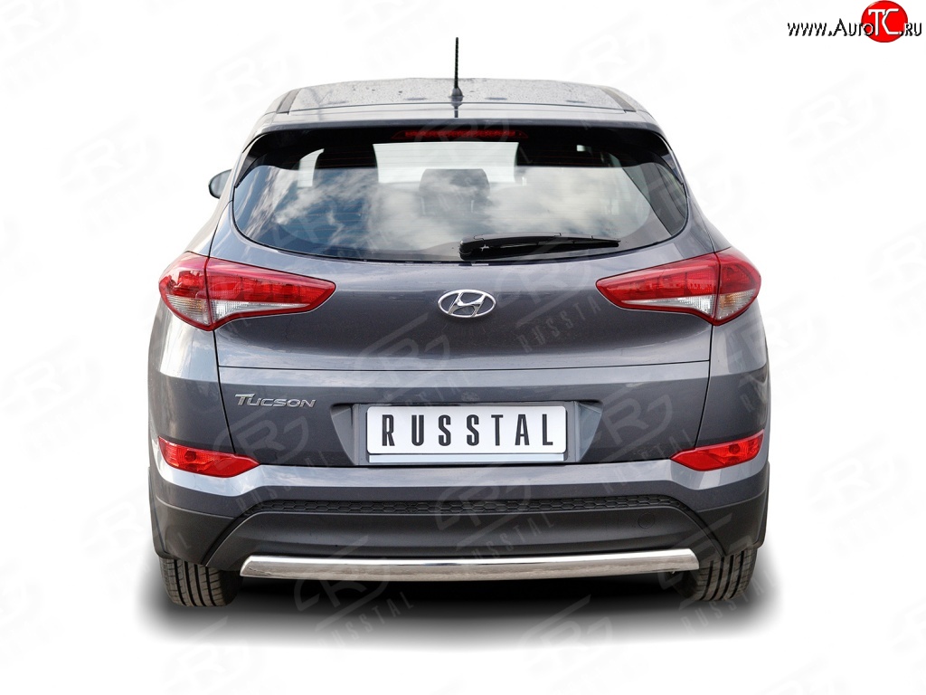 14 999 р. Защита заднего бампера (Ø75x42 мм, нержавейка) Russtal Hyundai Tucson TL дорестайлинг (2015-2018)  с доставкой в г. Калуга