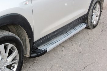 19 749 р. Алюминиевые пороги для ног Slitkoff (standart)  Hyundai Tucson  3 TL (2018-2021)  с доставкой в г. Калуга. Увеличить фотографию 1