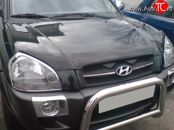 2 204 р. Дефлектор капота NovLine (рестайлинг) Hyundai Tucson JM (2004-2010)  с доставкой в г. Калуга