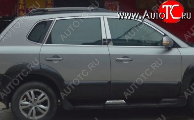 4 749 р. Накладки на центральные стойки дверей СТ Hyundai Tucson JM (2004-2010) (Неокрашенные)  с доставкой в г. Калуга