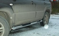 11 449 р. Защита порогов из трубы d76 мм с пластиковыми вставками для ног Металл Дизайн Hyundai Tucson 1 JM (2004-2010)  с доставкой в г. Калуга. Увеличить фотографию 1