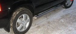 17 799 р. Защита порогов из круглой трубы диаметром 76 мм Russtal  Hyundai Tucson  1 JM (2004-2010) (Защита порогов с со скосами на торцах (вариант 1))  с доставкой в г. Калуга. Увеличить фотографию 1