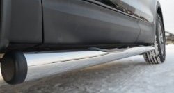 18 799 р. Защита порогов с пластиковыми вставками для ног из круглой трубы диаметром 76 мм Russtal Hyundai Tucson 1 JM (2004-2010) (Защита порогов с со скосами на торцах (вариант 1))  с доставкой в г. Калуга. Увеличить фотографию 3