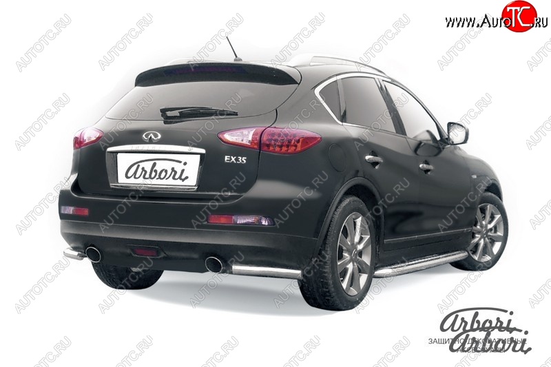 8 999 р. Защита заднего бампера Arbori (уголки, нержавейка, 1 труба d57 mm). INFINITI EX35 J50 (2007-2013)  с доставкой в г. Калуга