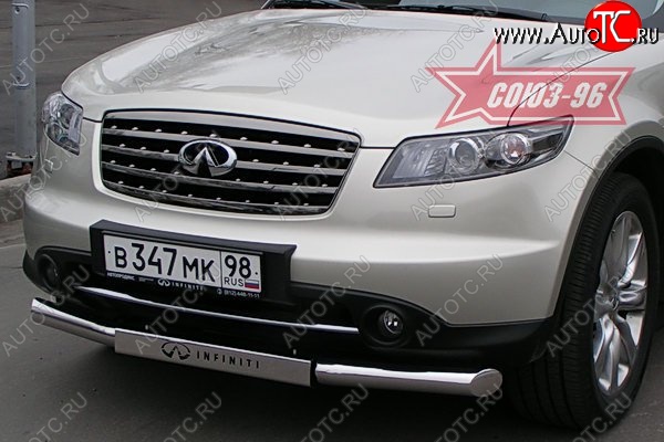 28 394 р. Защита переднего бампера одинарная (Европа) Souz-96 (d76) INFINITI FX35 S50 дорестайлинг (2002-2005)  с доставкой в г. Калуга