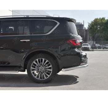 14 649 р. Защита заднего бампера (Ø76 мм уголки, нержавейка) SLITKOFF INFINITI QX80 Z62 2-ой рестайлинг (2018-2024)  с доставкой в г. Калуга. Увеличить фотографию 2