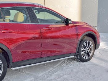 Защита порогов (Ø42 мм) Russtal INFINITI QX30 (2016-2020)  (Вариант 3 (круглые торцы под 90°))