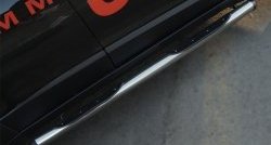 19 799 р. Защита порогов с пластиковыми вставками для ног из круглой трубы диаметром 76 мм Russtal Jeep Cherokee Trailhawk (2014-2024) (Защита порогов с со скосами на торцах (вариант 1))  с доставкой в г. Калуга. Увеличить фотографию 5