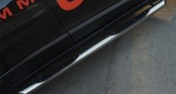 19 799 р. Защита порогов с пластиковыми вставками для ног из круглой трубы диаметром 76 мм Russtal Jeep Cherokee Trailhawk (2014-2024) (Защита порогов с со скосами на торцах (вариант 1))  с доставкой в г. Калуга. Увеличить фотографию 1