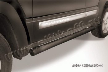 9 199 р. Защита порогов их труб d76 Slitkoff  Jeep Cherokee  KL (2014-2017) (Цвет: серебристый)  с доставкой в г. Калуга. Увеличить фотографию 1
