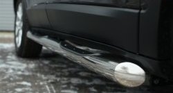 12 649 р. Защита порогов с пластиковыми вставками для ног из круглой трубы диаметром 76 мм Russtal  Jeep Cherokee  KL (2014-2017) (Защита порогов с со скосами на торцах (вариант 1))  с доставкой в г. Калуга. Увеличить фотографию 3