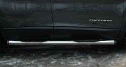 12 649 р. Защита порогов с пластиковыми вставками для ног из круглой трубы диаметром 76 мм Russtal  Jeep Cherokee  KL (2014-2017) (Защита порогов с со скосами на торцах (вариант 1))  с доставкой в г. Калуга. Увеличить фотографию 6