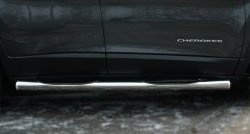 12 649 р. Защита порогов с пластиковыми вставками для ног из круглой трубы диаметром 76 мм Russtal  Jeep Cherokee  KL (2014-2017) (Защита порогов с со скосами на торцах (вариант 1))  с доставкой в г. Калуга. Увеличить фотографию 9