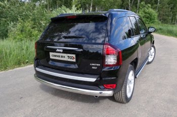 Защита заднего бампера (овальная) ТСС (нержавейка d 75х42 мм) Jeep Compass MP дорестайлинг (2016-2022)