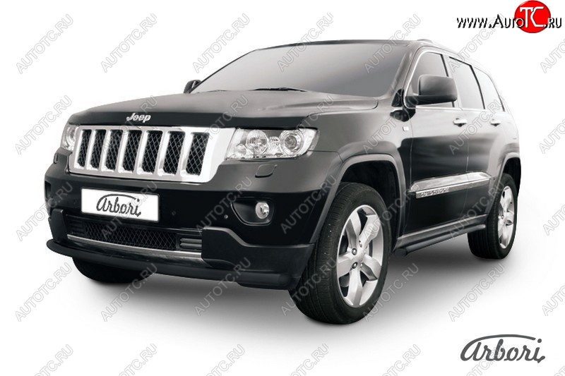 6 749 р. Защита переднего бампера Arbori (черная, 1 труба d57 mm). Jeep Grand Cherokee WK2 дорестайлинг (2010-2013)  с доставкой в г. Калуга