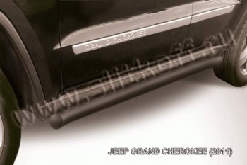 11 299 р. Защита порогов из труб d76 Slitkoff (с гибами)  Jeep Grand Cherokee  WK2 (2010-2013) (Цвет: серебристый)  с доставкой в г. Калуга. Увеличить фотографию 1