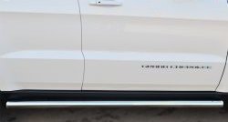 19 799 р. Защита порогов с пластиковыми вставками для ног из круглой трубы диаметром 76 мм Russtal  Jeep Grand Cherokee  WK2 (2010-2013) (Защита порогов с со скосами на торцах (вариант 1))  с доставкой в г. Калуга. Увеличить фотографию 1