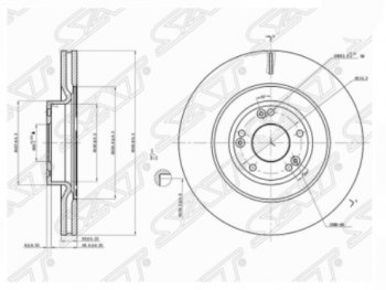 4 399 р. Передний тормозной диск SAT KIA Quaris 1 KH 2-ой рестайлинг седан (2015-2019)  с доставкой в г. Калуга. Увеличить фотографию 1