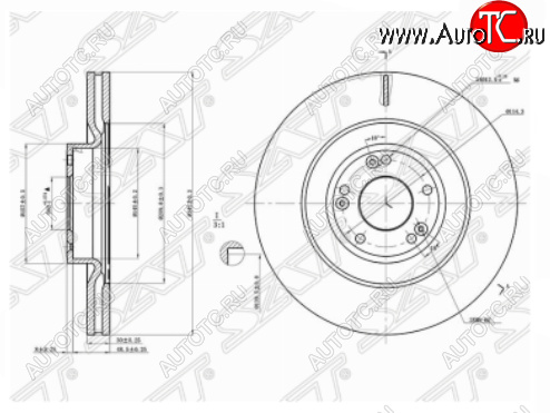 4 399 р. Передний тормозной диск SAT KIA Quaris 1 KH 2-ой рестайлинг седан (2015-2019)  с доставкой в г. Калуга