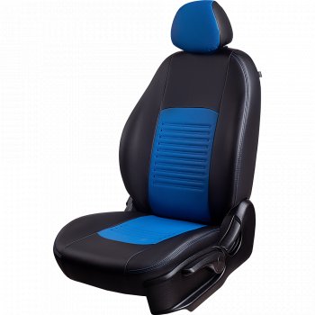 8 749 р. Чехлы для сидений Lord Autofashion Турин (экокожа)  KIA Seltos (2019-2024) (Черный, вставка синяя)  с доставкой в г. Калуга. Увеличить фотографию 1