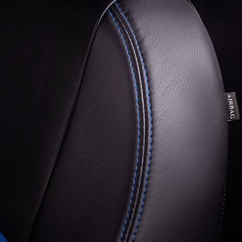 8 749 р. Чехлы для сидений Lord Autofashion Турин (экокожа)  KIA Seltos (2019-2024) (Черный, вставка синяя)  с доставкой в г. Калуга. Увеличить фотографию 4