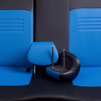 8 749 р. Чехлы для сидений Lord Autofashion Турин (экокожа)  KIA Seltos (2019-2024) (Черный, вставка синяя)  с доставкой в г. Калуга. Увеличить фотографию 5
