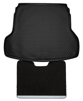 Коврик багажника с функцией защиты бампера Element Standard (полиуретан) KIA Cerato 4 BD дорестайлинг седан (2018-2021)  (Черный)