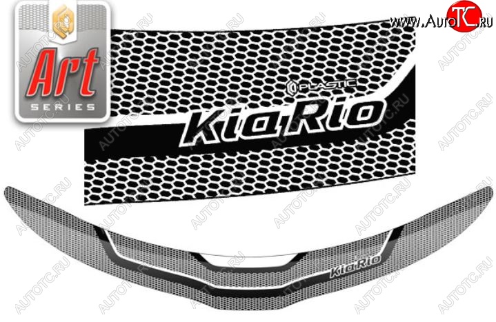 2 349 р. Дефлектор капота CA-Plastiс  KIA Rio  3 QB (2015-2017) (Серия Art черная)  с доставкой в г. Калуга